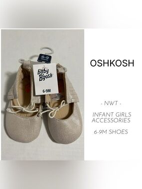 OSHKOSH - 6/9M - NWT - INFANT GIRLS GOLD MOCCASIN BALLET FLATS / SHOES